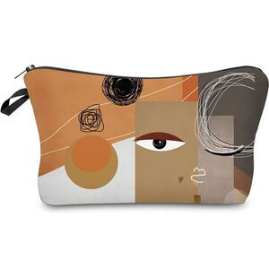 Small Toiletry Makeup Bag 5in x 7in Water Resistant Abstract Design